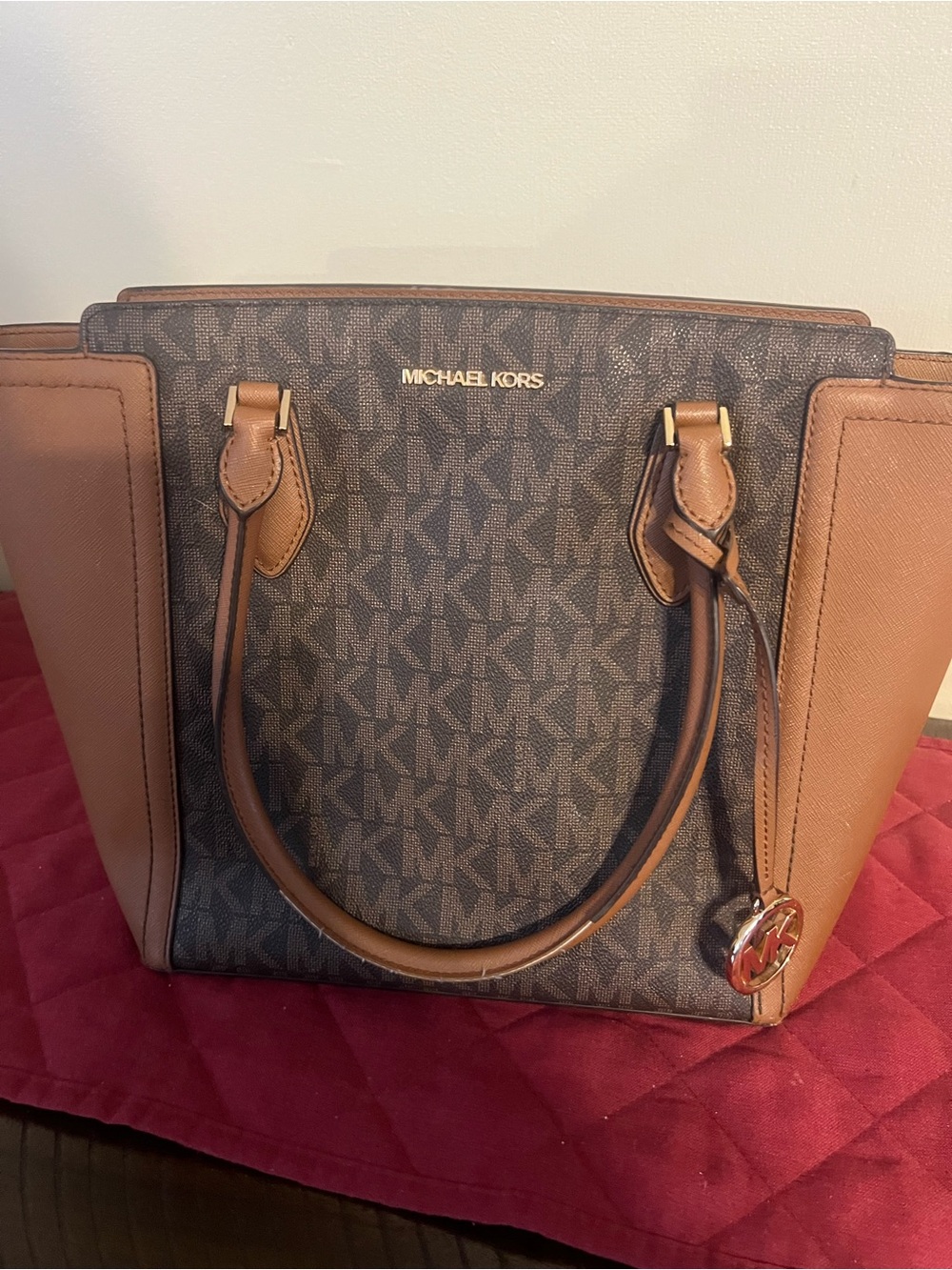 Michael Kors Brown and Tan MK Logo Tote